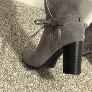 Christian Siriano Gray Heeled Boots with Ankle Strap